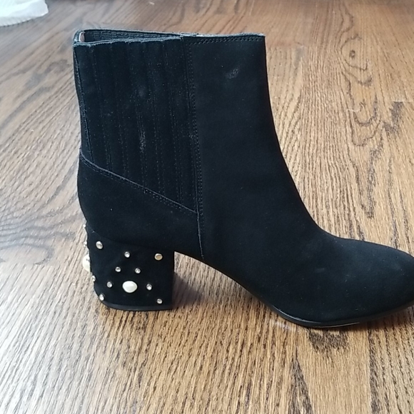 Bettye's Black Cow Suede Ankle Boots - Picture 2 of 7